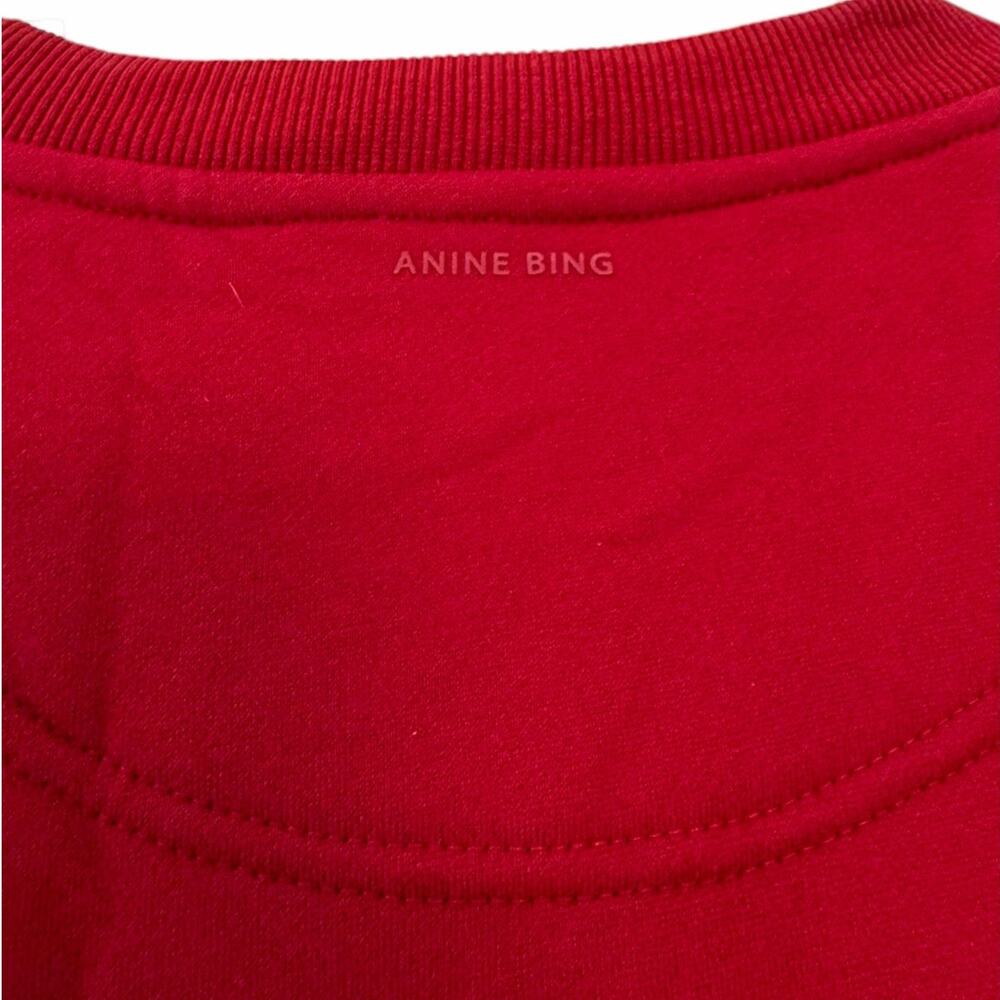 Anine Bing Sport Red Graphic Crewneck Sweatshirt Size Small 100% Cotton - Picture 9 of 11